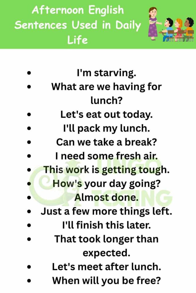 Afternoon English Sentences Used in Daily Life