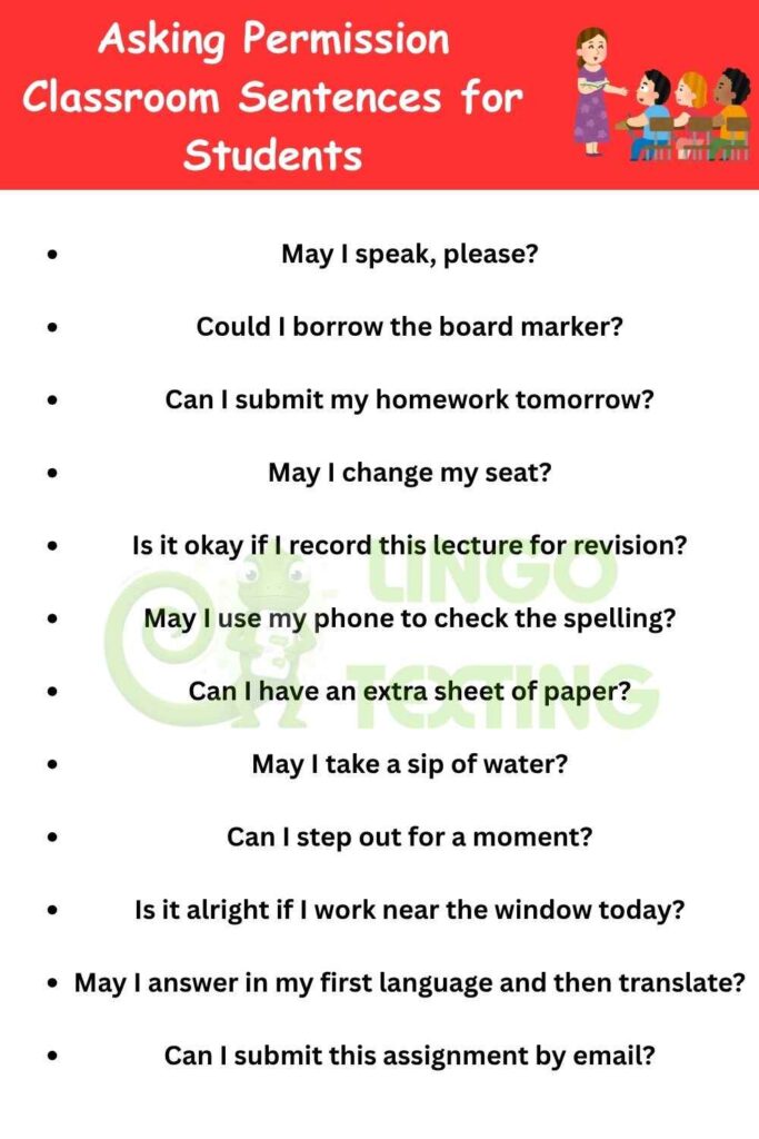 Asking Permission Classroom Sentences for Students