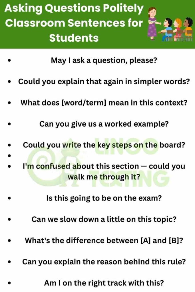 Asking Questions Politely Classroom Sentences for Students
