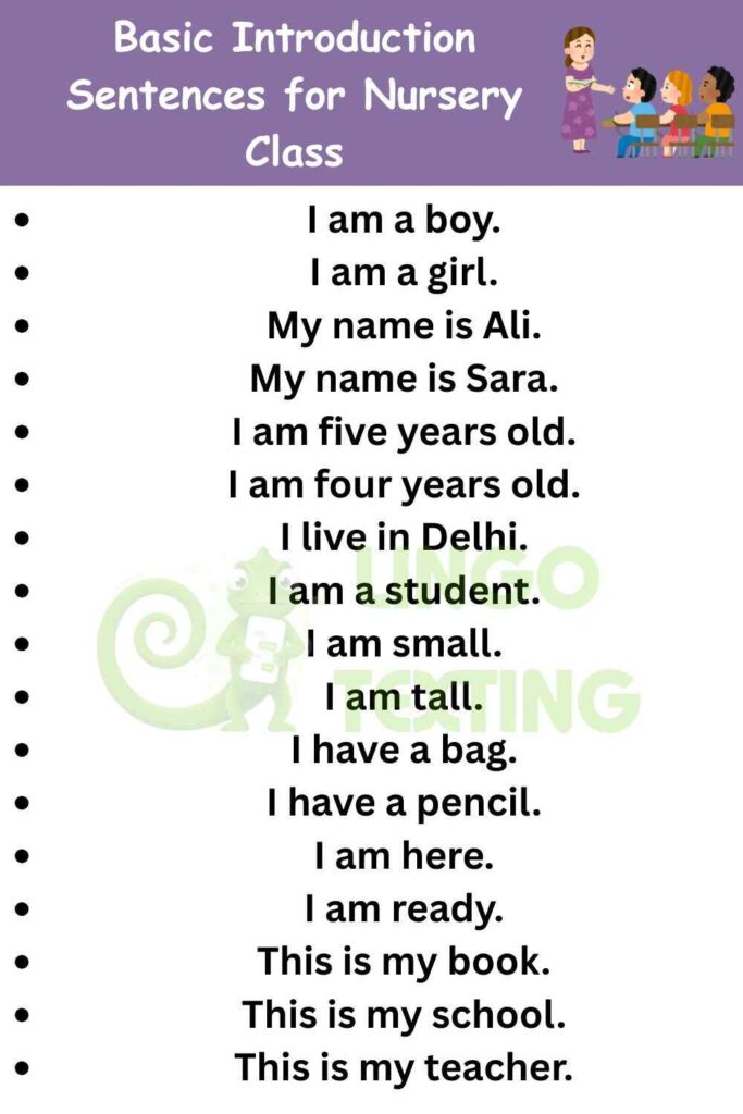 Basic Introduction Sentences for Nursery Class