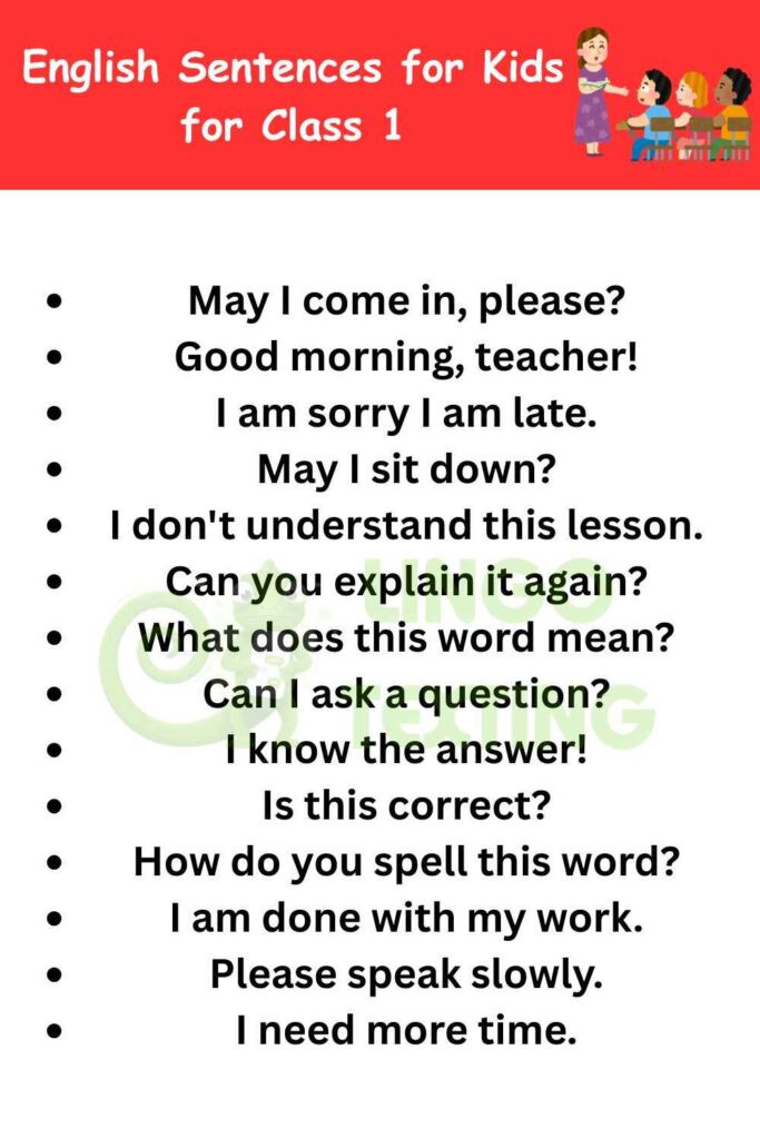 English Sentences for Kids for Class 1 and Beyond