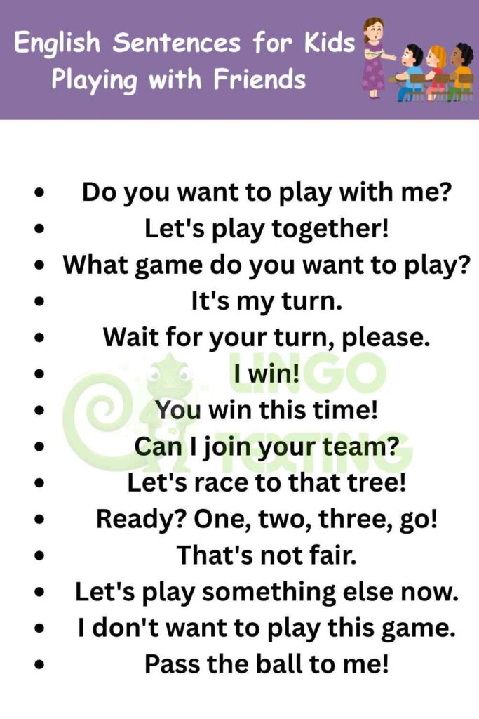 English Sentences for Kids Playing with Friends 