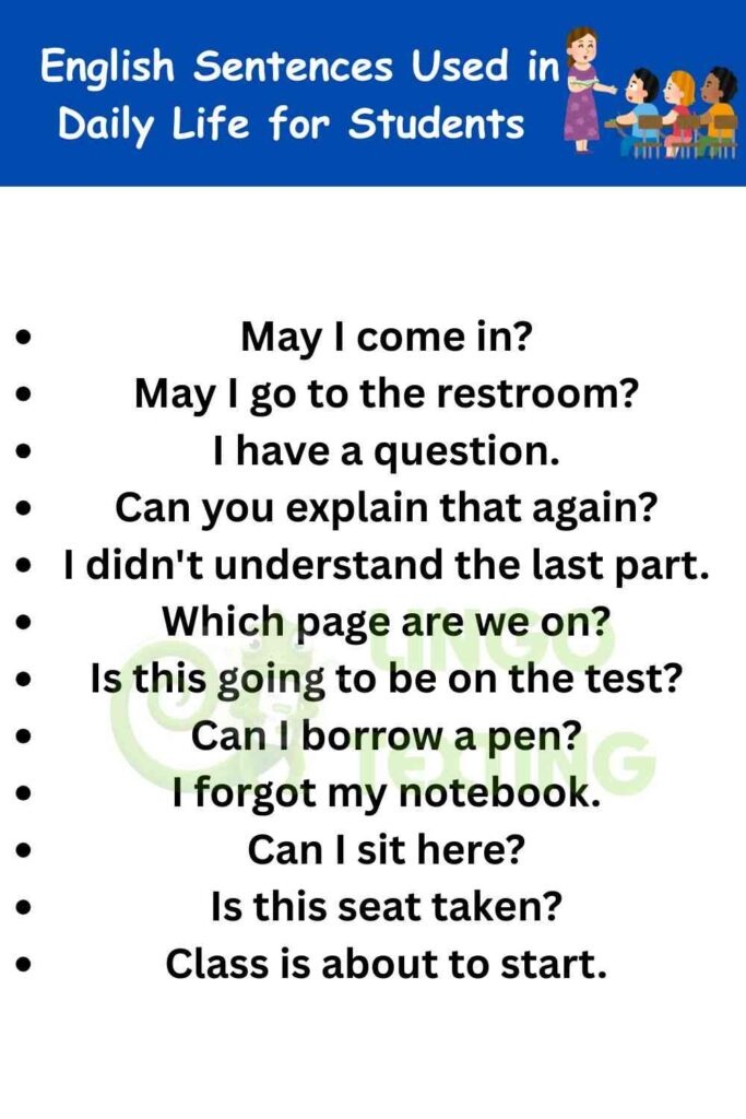 English Sentences Used in Daily Life for Students 