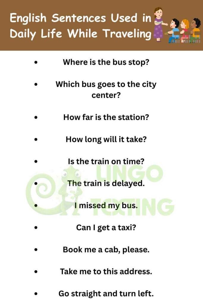 English Sentences Used in Daily Life While Traveling