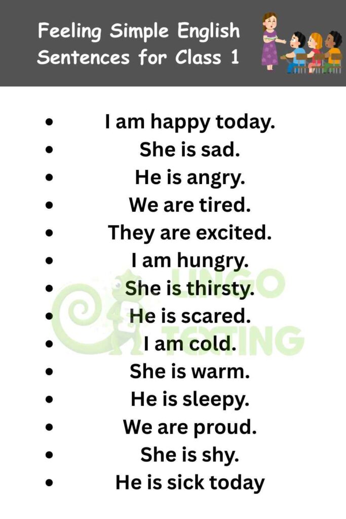 Feeling Simple English Sentences for Class 1