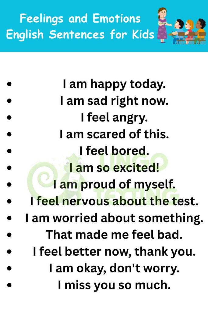 Feelings and Emotions English Sentences for Kids