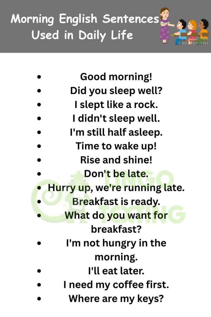 Morning English Sentences Used in Daily Life 