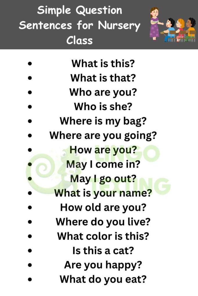 Simple Question Sentences for Nursery Class