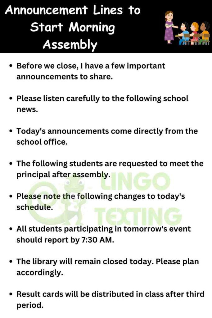 Announcement Lines to Start Morning Assembly