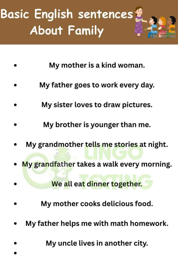 Basic English sentences About Family
