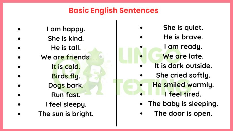 Basic English Sentences for Students, Kids, and Beginners