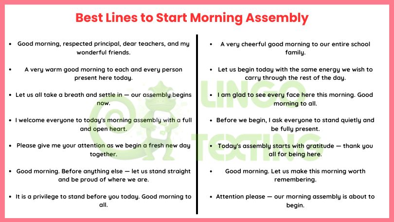 Best Lines to Start Morning Assembly — For Students and Teachers