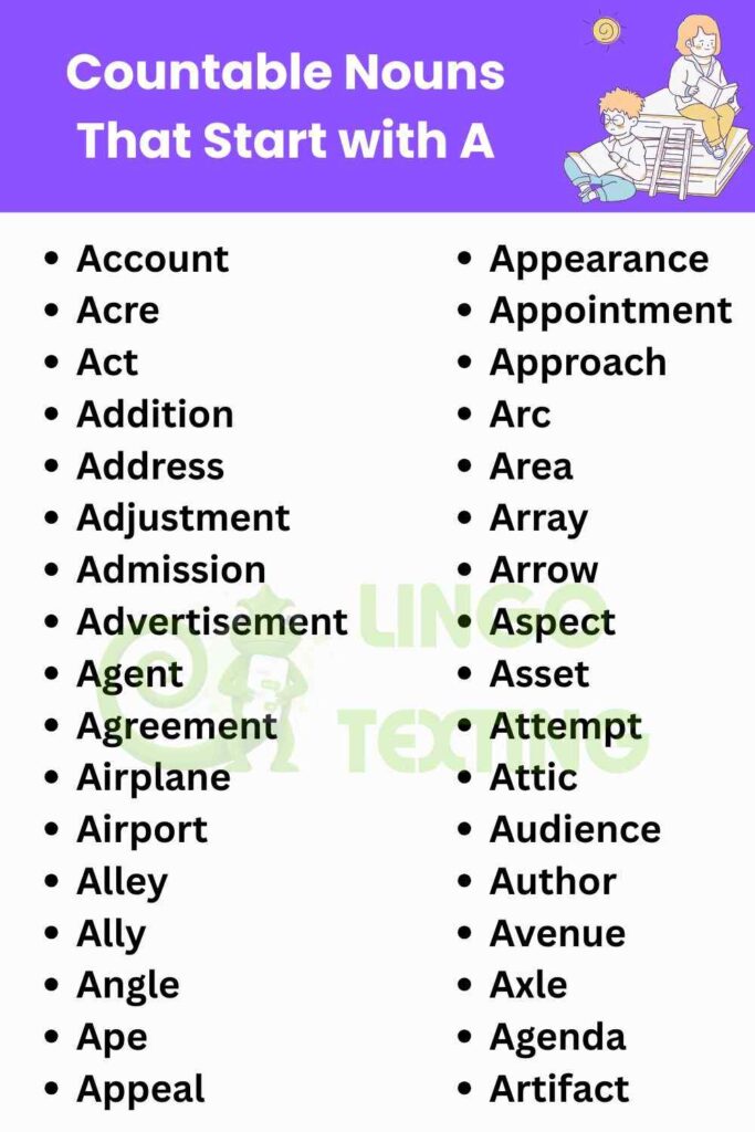 Countable Nouns That Start with A