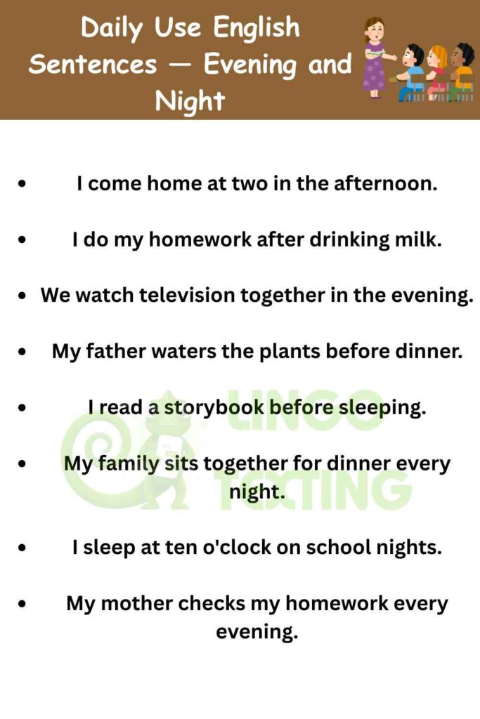 Daily Use English Sentences — Evening and Night