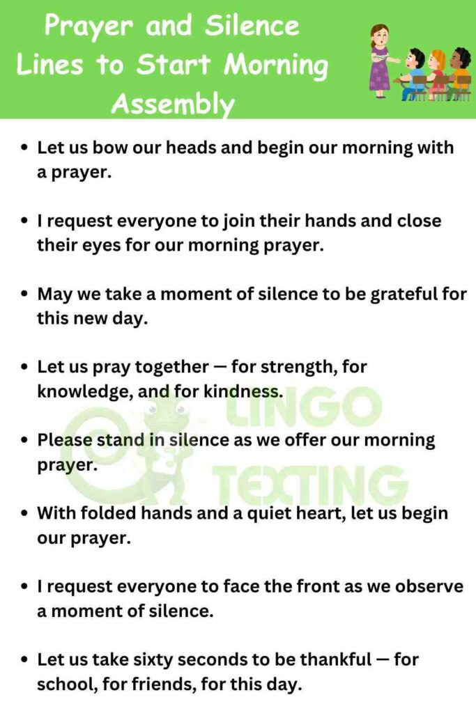 Prayer and Silence Lines to Start Morning Assembly