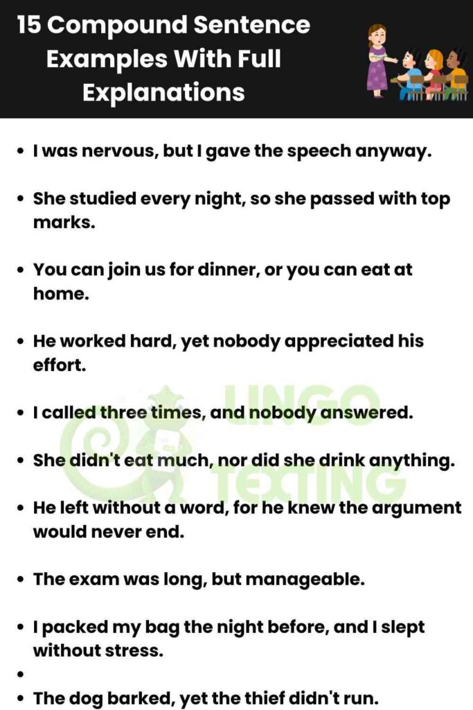 15 Compound Sentence Examples With Full Explanations