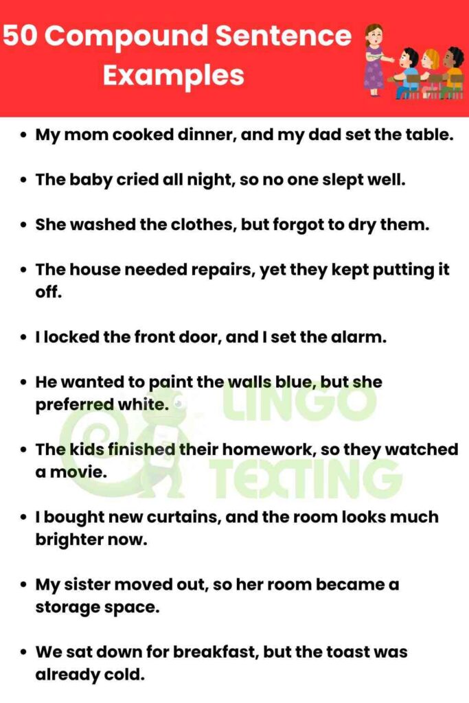 50 Compound Sentence Examples 