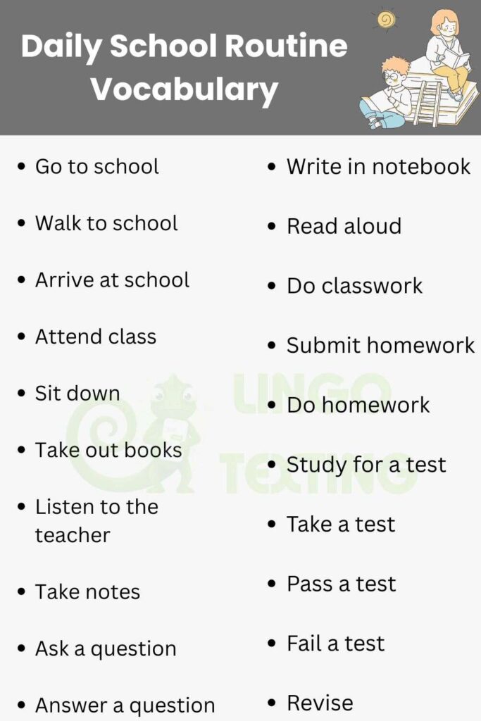 Daily School Routine Vocabulary