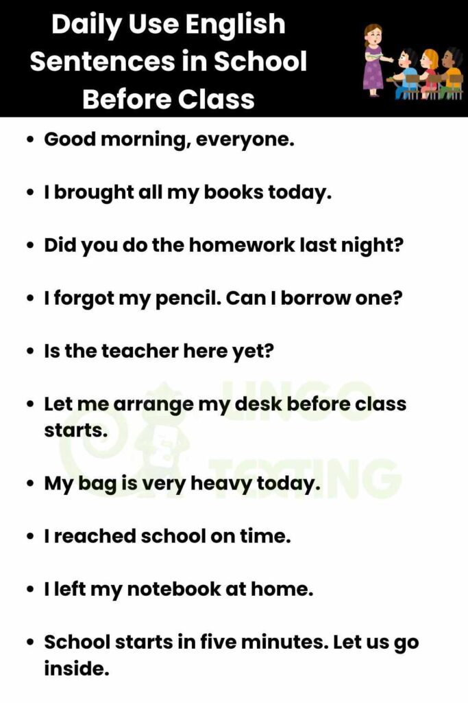 Daily Use English Sentences in School Before Class