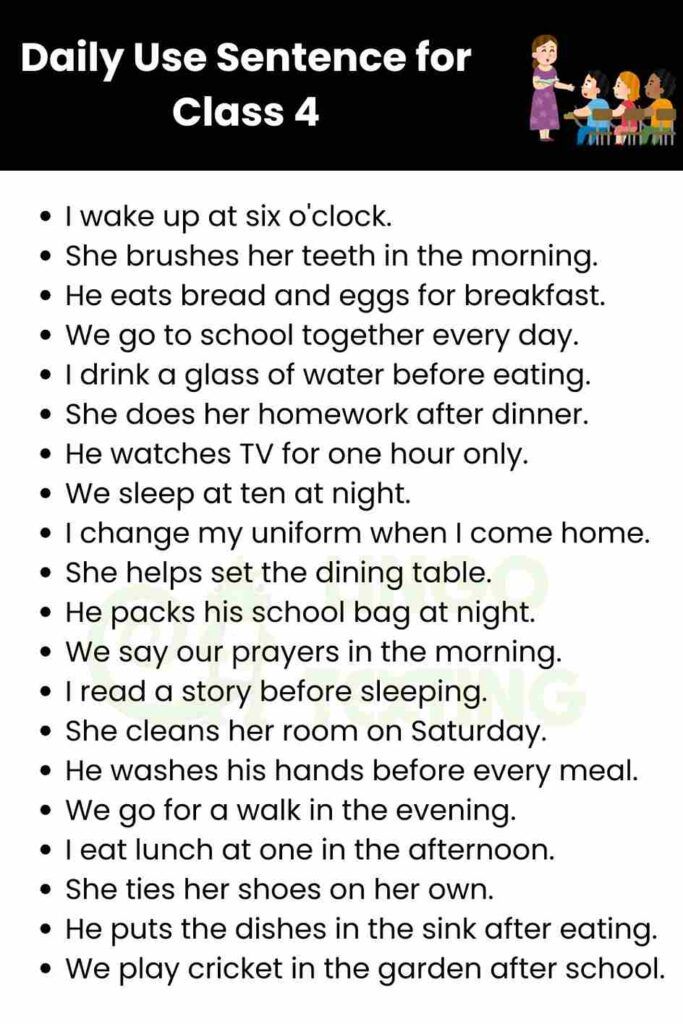 Daily Use Sentence for Class 4