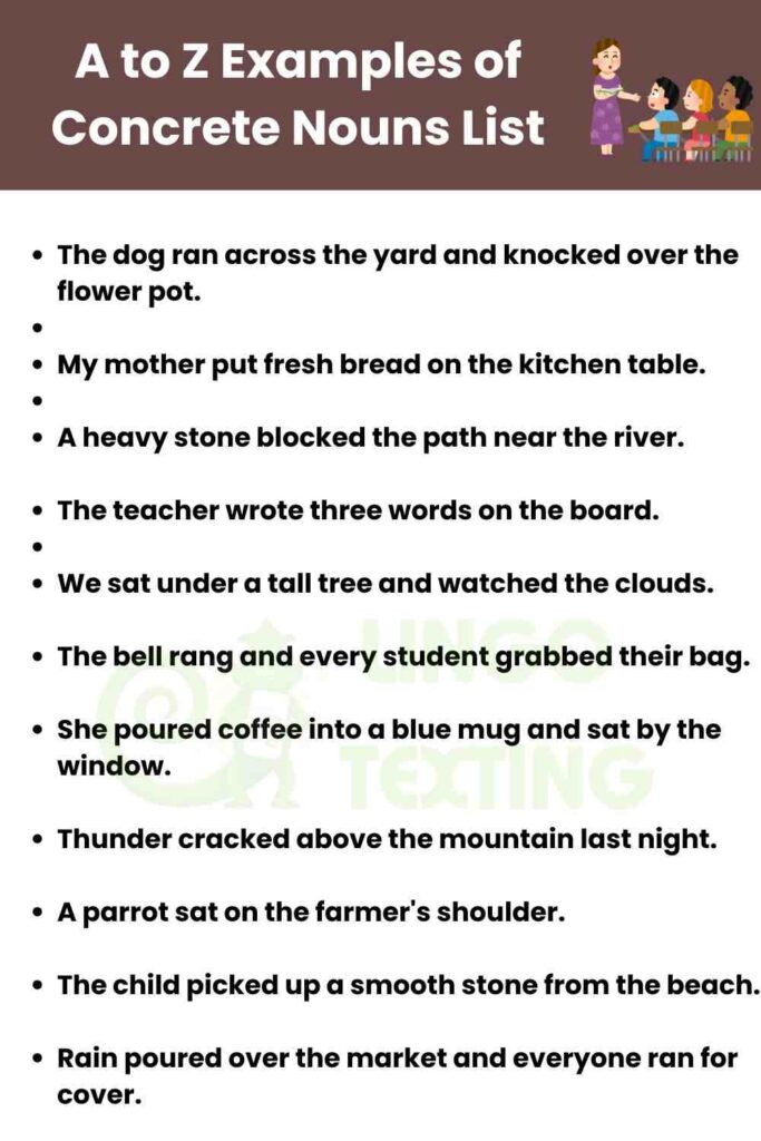 Examples of Concrete Nouns in Sentences
