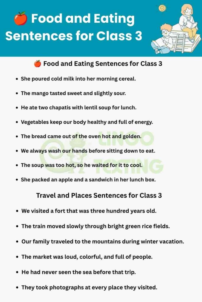 Food and Eating Sentences for Class 3
