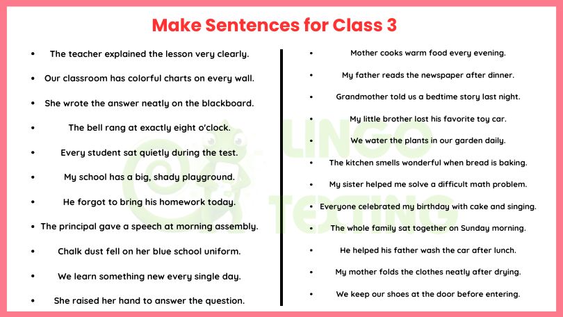 Make Sentences for Class 3: Learn, Practice, and Speak with Confidence