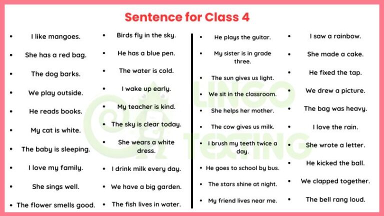 Sentence for Class 4: Easy English Sentences With Examples & Practice