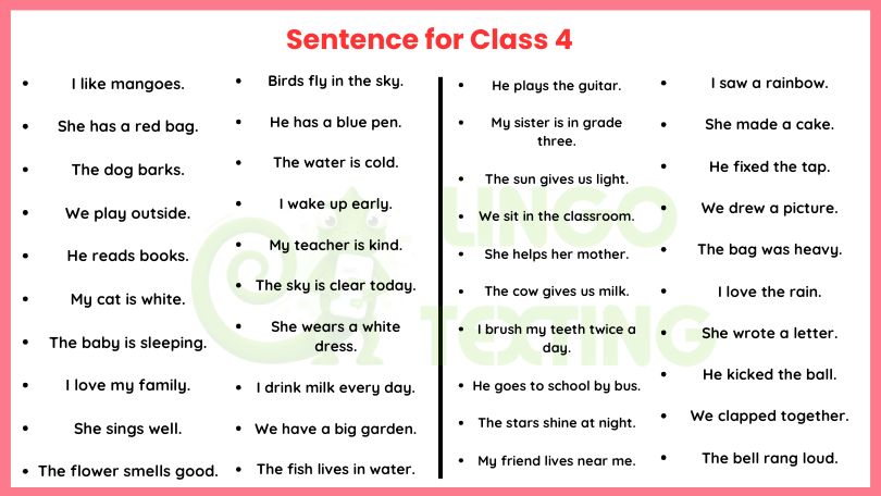 Sentence for Class 4: Easy English Sentences With Examples & Practice