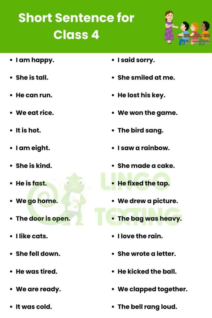 Short Sentence for Class 4