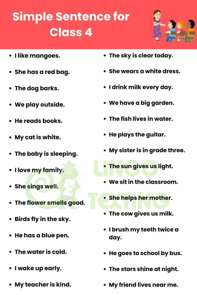 Simple Sentence for Class 4