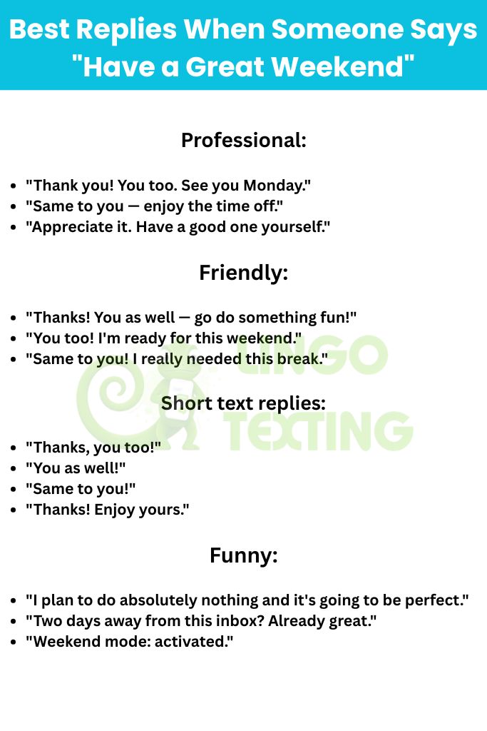 Best Replies When Someone Says "Have a Great Weekend"