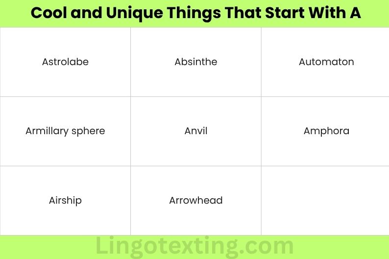 Cool and Unique Things That Start With A