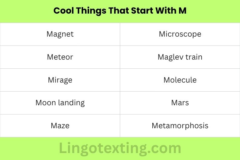 Cool Things That Start With M