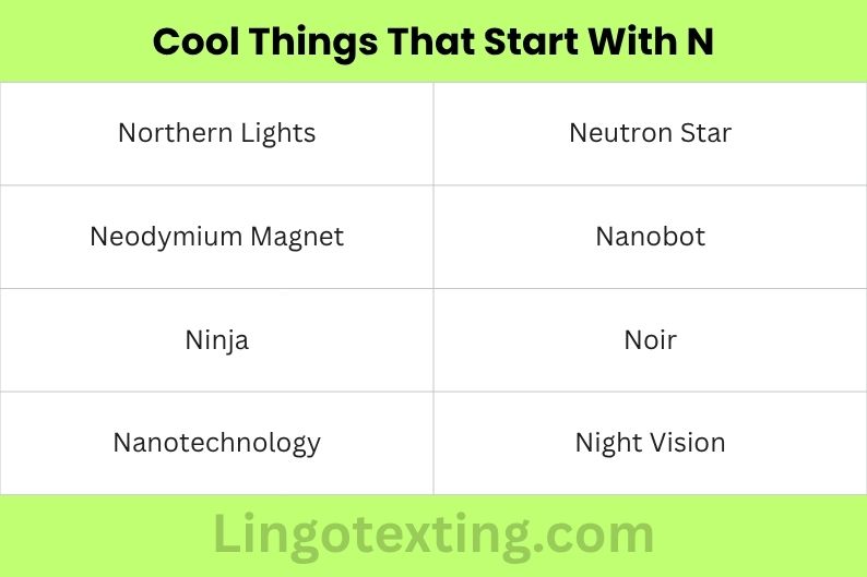 Cool Things That Start With N