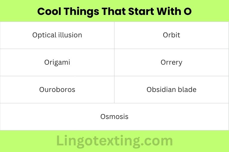 Cool Things That Start With O