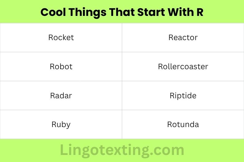 Cool Things That Start With R
