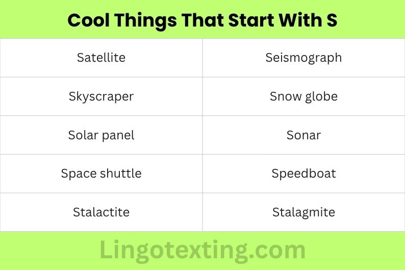 Cool Things That Start With S