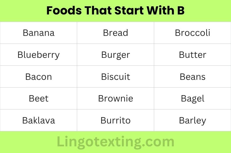 Foods That Start With B
