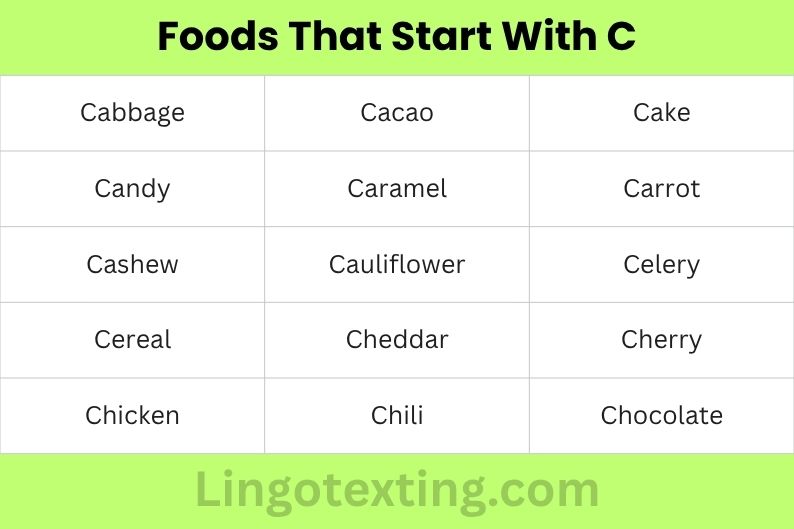 Foods That Start With C
