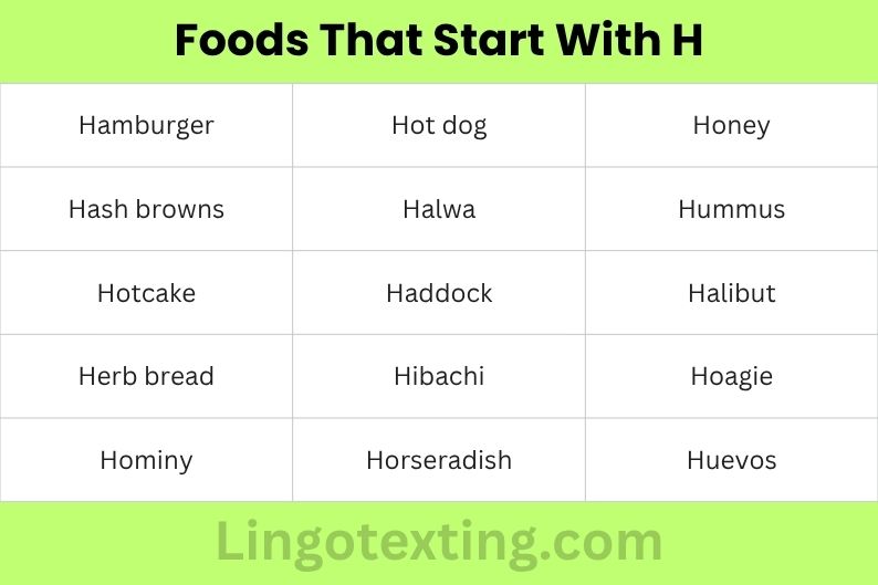 Foods That Start With H
