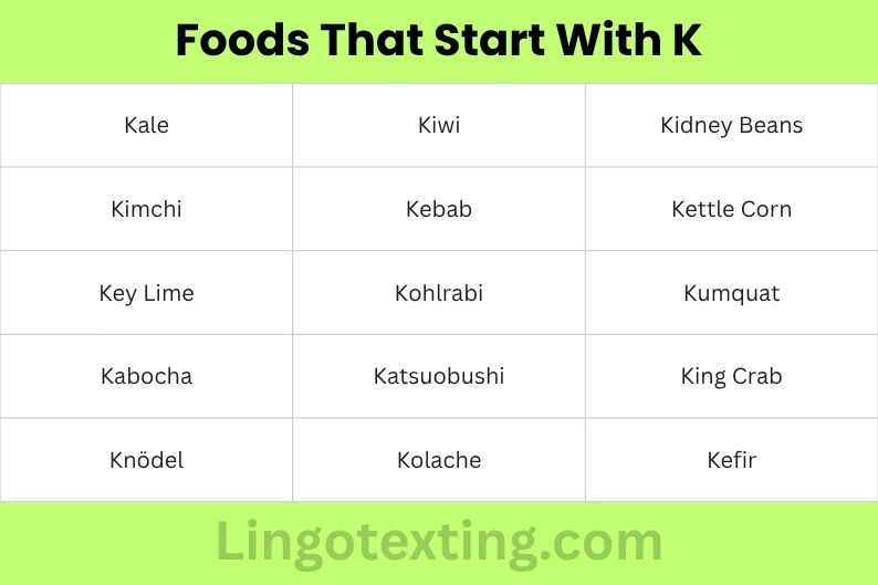 Foods That Start With K