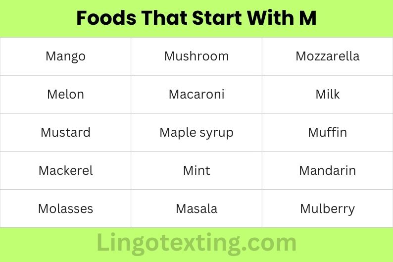 Foods That Start With M