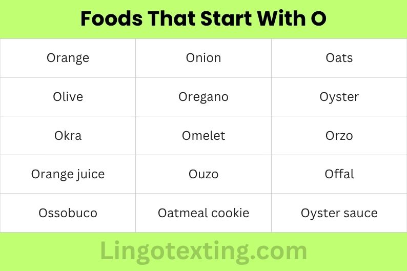 Foods That Start With O