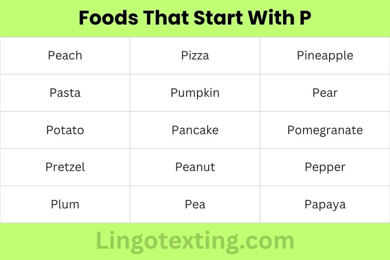Foods That Start With P