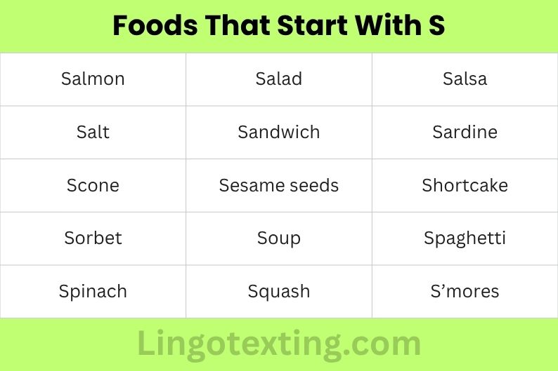 Foods That Start With S