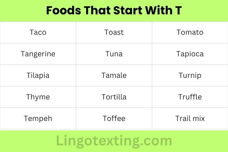 Foods That Start With T
