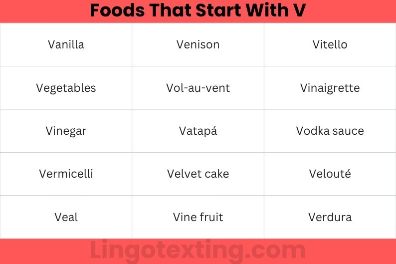 Foods That Start With V