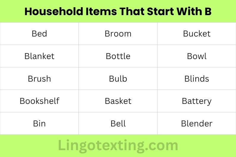 Household Items That Start With B
