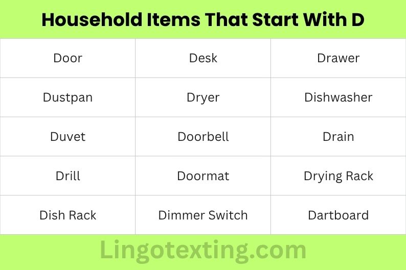 Household Items That Start With D